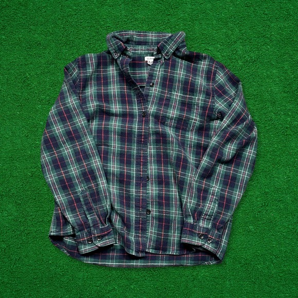 Vintage LL Bean Green Flannel Shirt - Picture 1 of 5